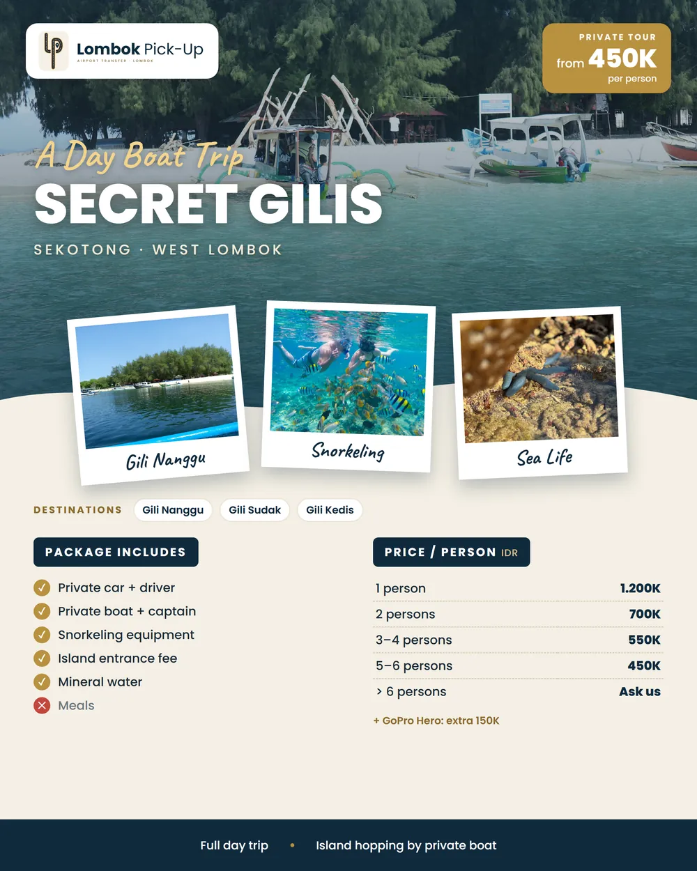 Secret Gilis tour flyer
