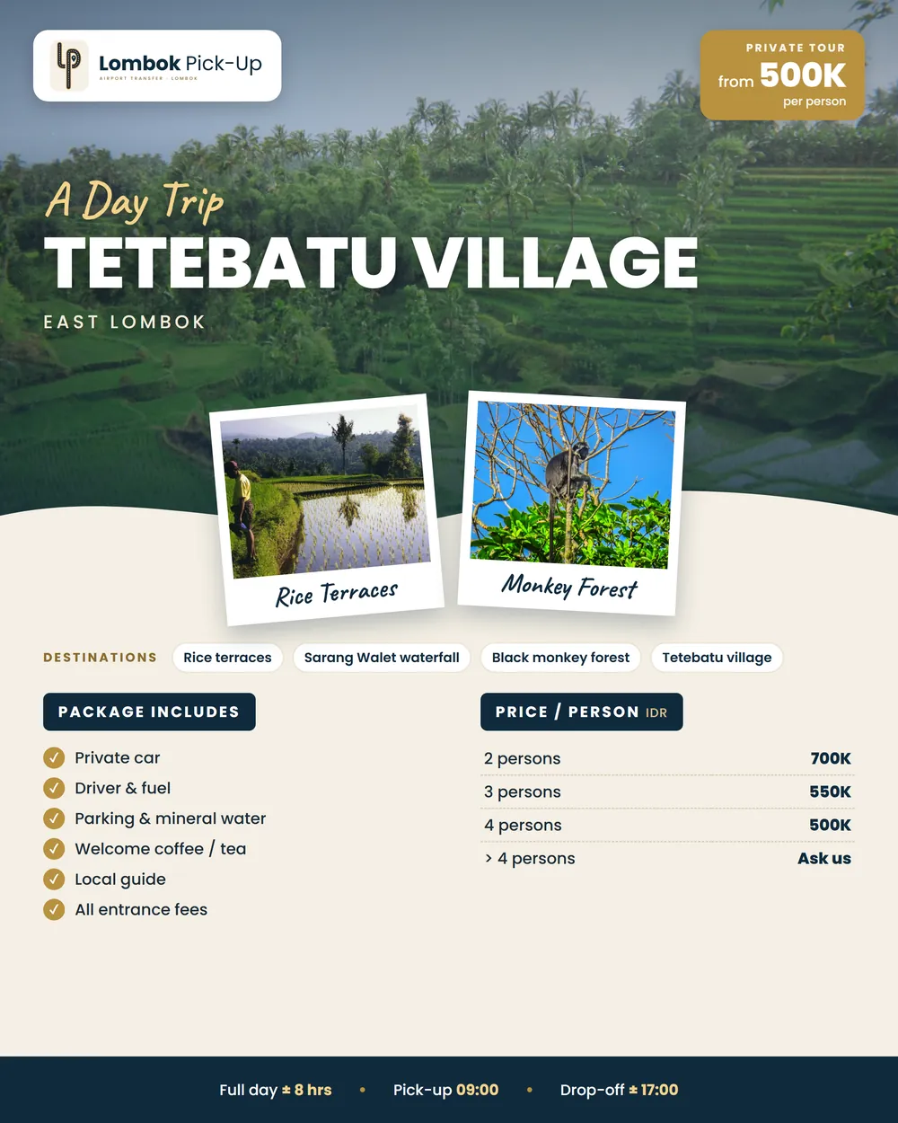 Tetebatu Village tour flyer